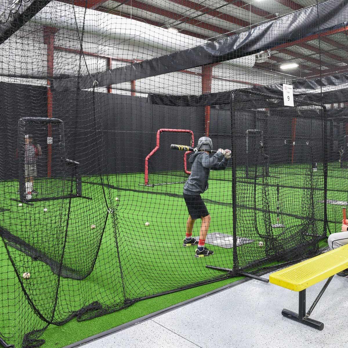 Indoor turf field with batting cages